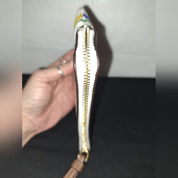 Coach Corner Zip Wristlet In Rainbow Canvas - NWOT - Picture 13 of 15